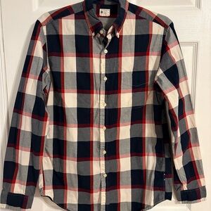 J. Crew Men's Plaid Button-Down Shirt - Red, Blue, and White